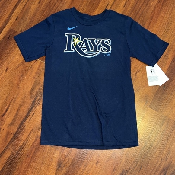 MLB Tampa Bay Rays Navy Blue T Shirt Youth Large (14/16) Arozarena Nike Cotton - Picture 2 of 7